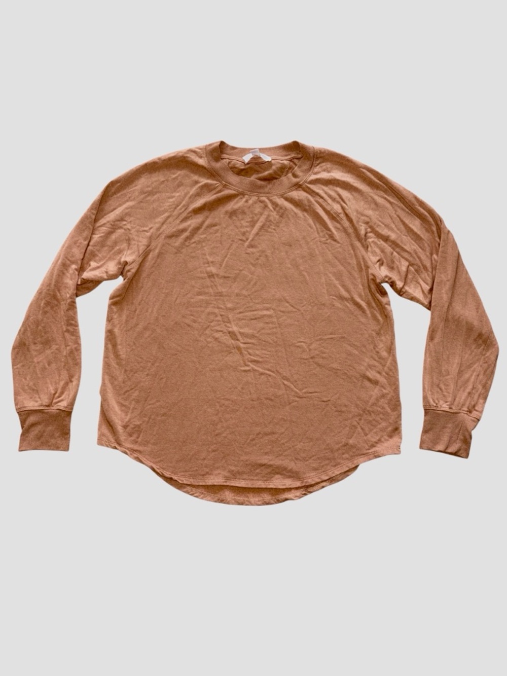 Red Finch Long Sleeve Crewneck Thick Tee in Brown